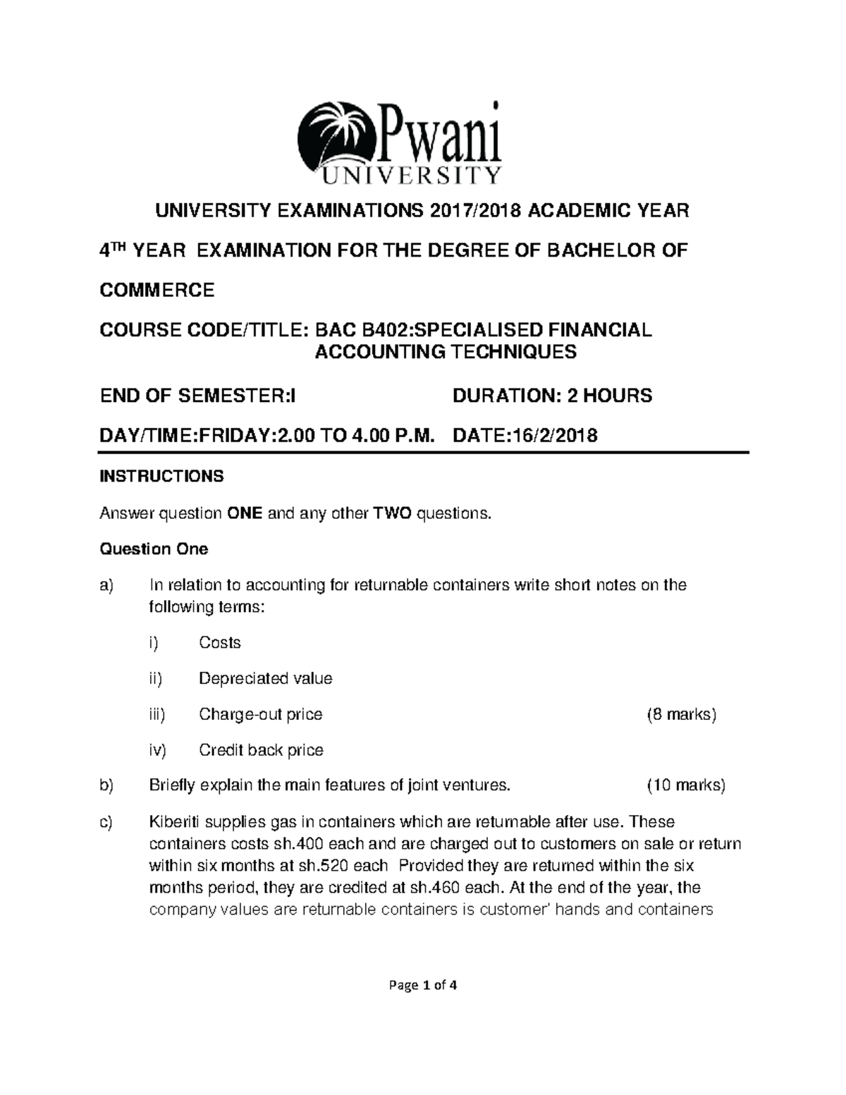 BAC B402 - End of Semester Exam Notes on Financial Accounting ...