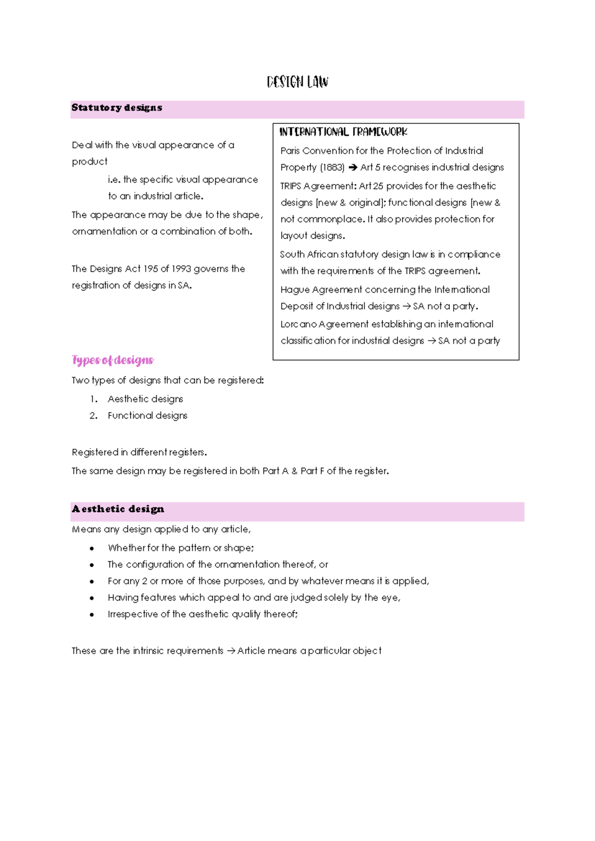 Intellectual Property - Design Law Overview (IP 101) - Studocu