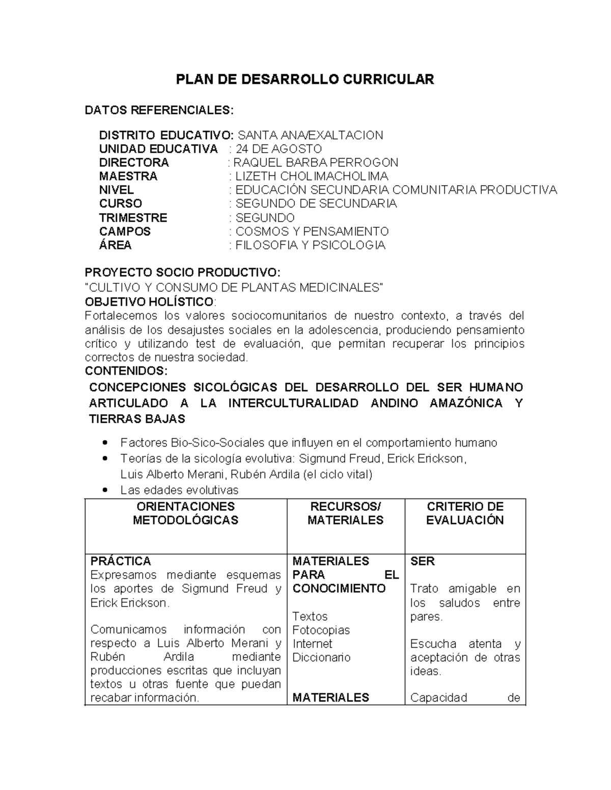 2 pdc de segundo filo psico segundo trimestre - PLAN DE DESARROLLO ...