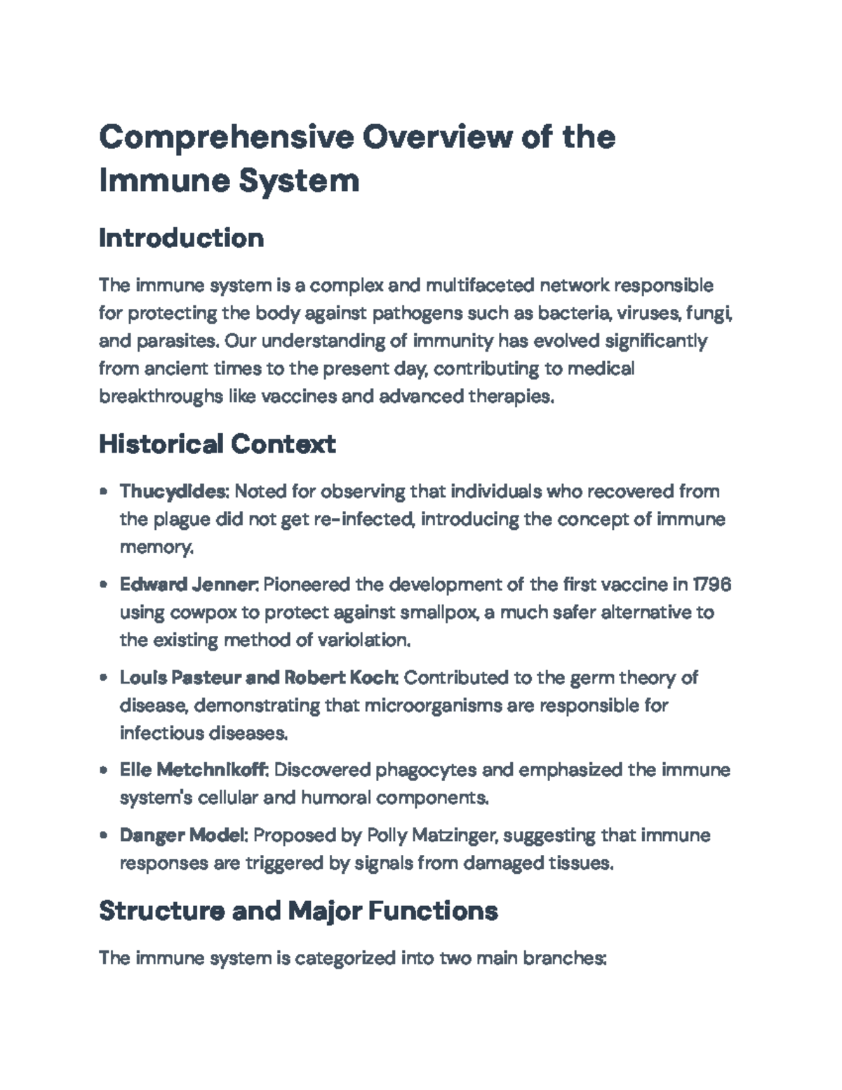 Comprehensive Overview of the Immune System for Biology 101 ...