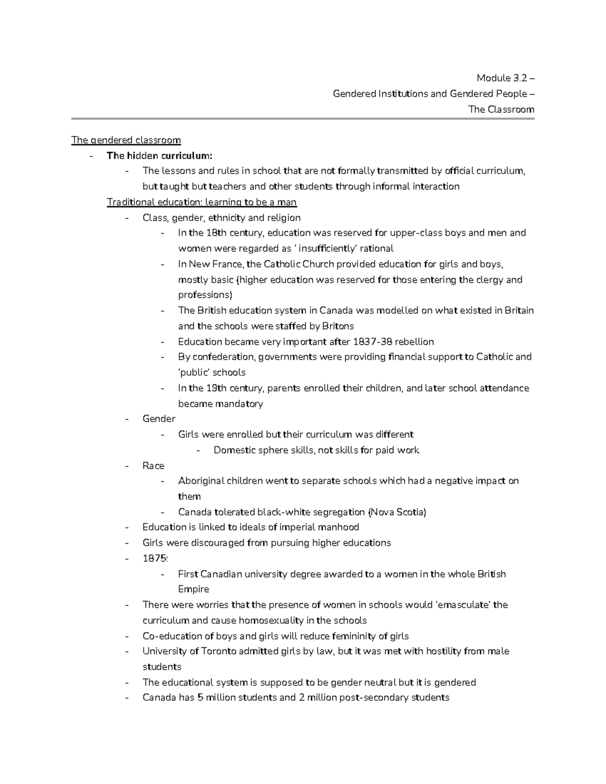 Module 3.2: Gender Dynamics in Education - The Classroom Analysis - Studocu
