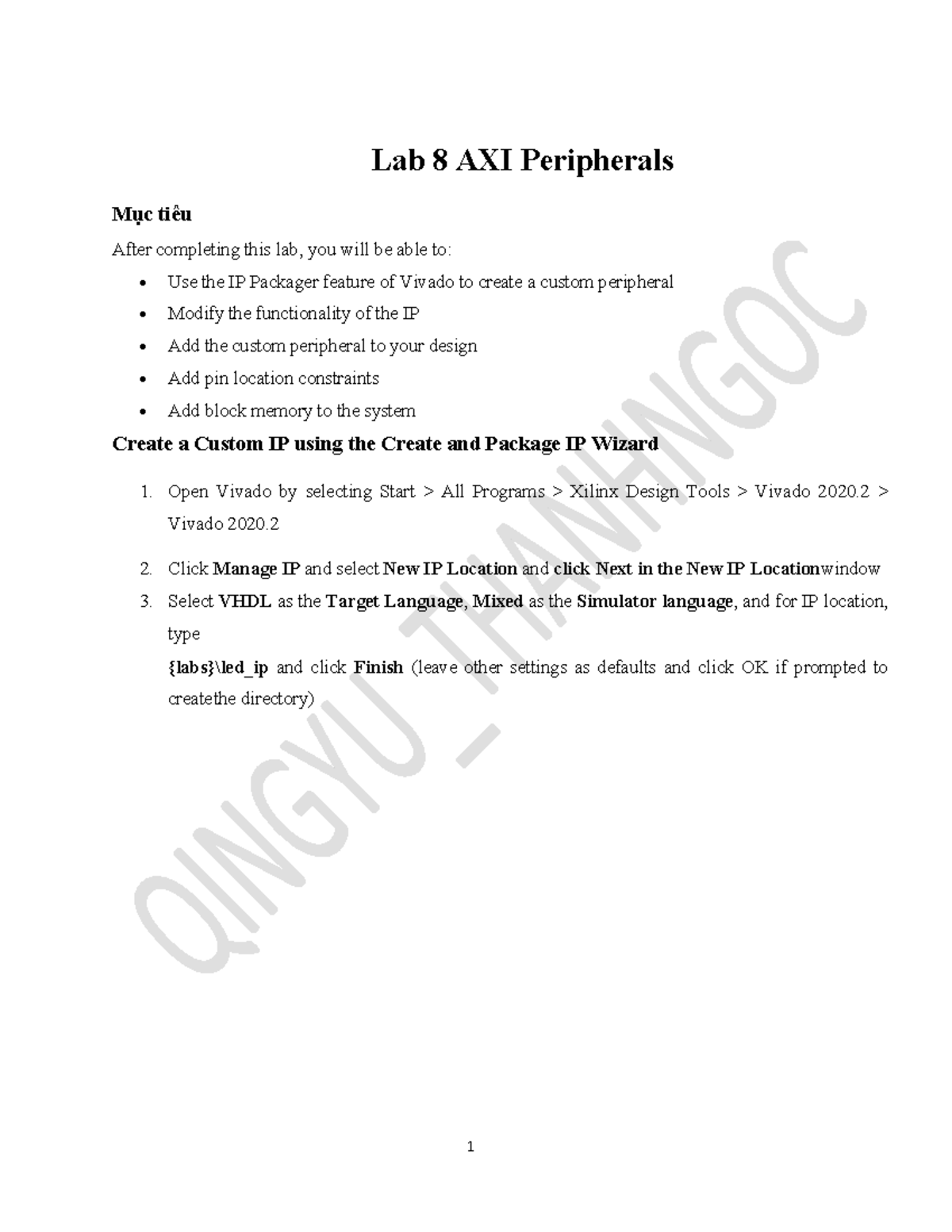 Lab 8: Creating AXI4 Peripherals in Vivado - Studocu