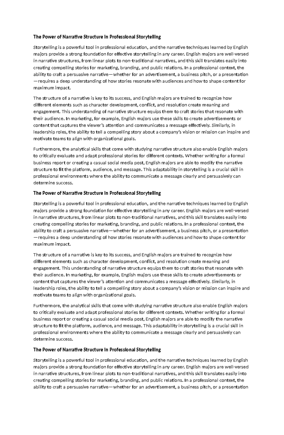 The Power of Narrative Structure in Professional Storytelling - English ...
