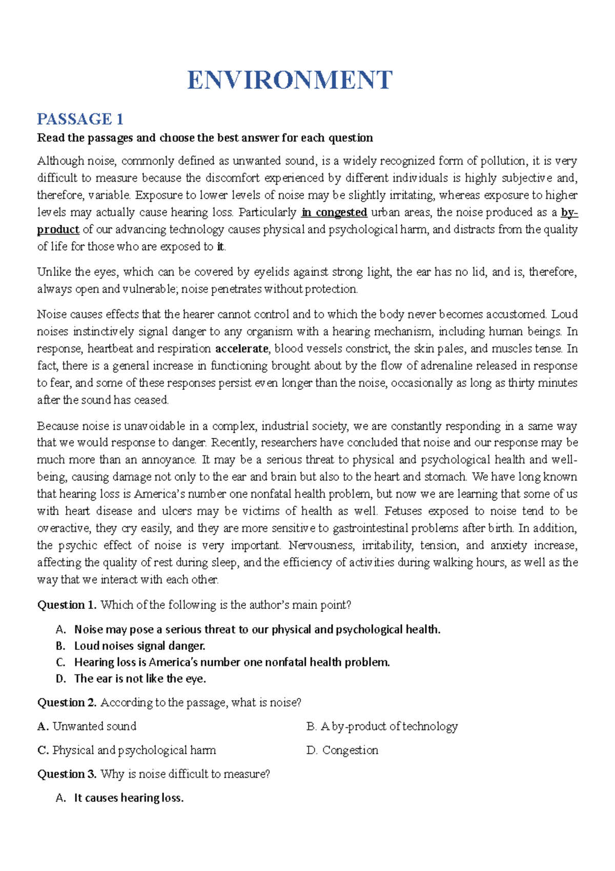 Environment - Final Exam Preparation Notes (Doc Hieu) - Studocu