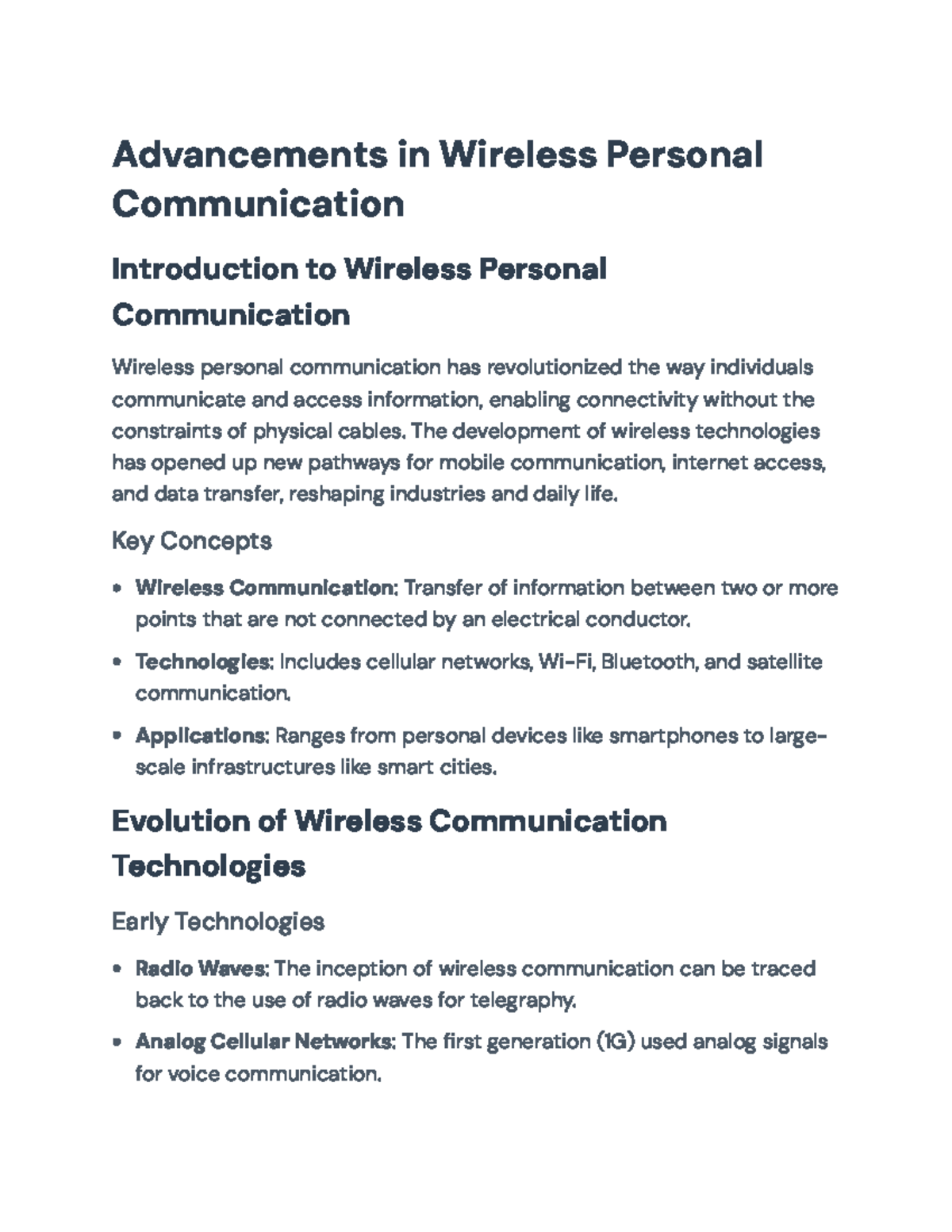 Exploring Advancements in Wireless Personal Communication Technologies ...