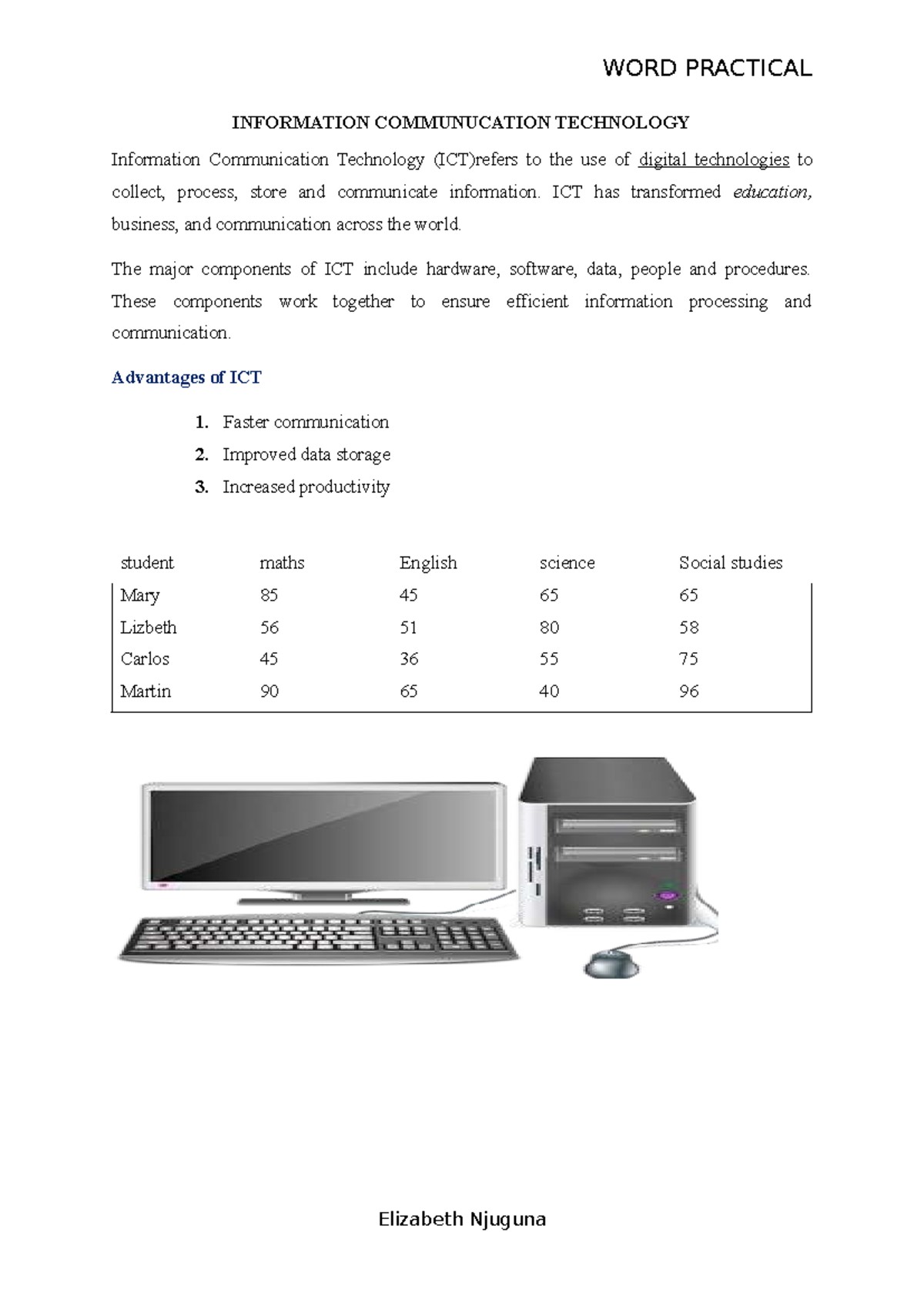 ICT-Practical-Elizabeth Njuguna - WORD PRACTICAL INFORMATION ...