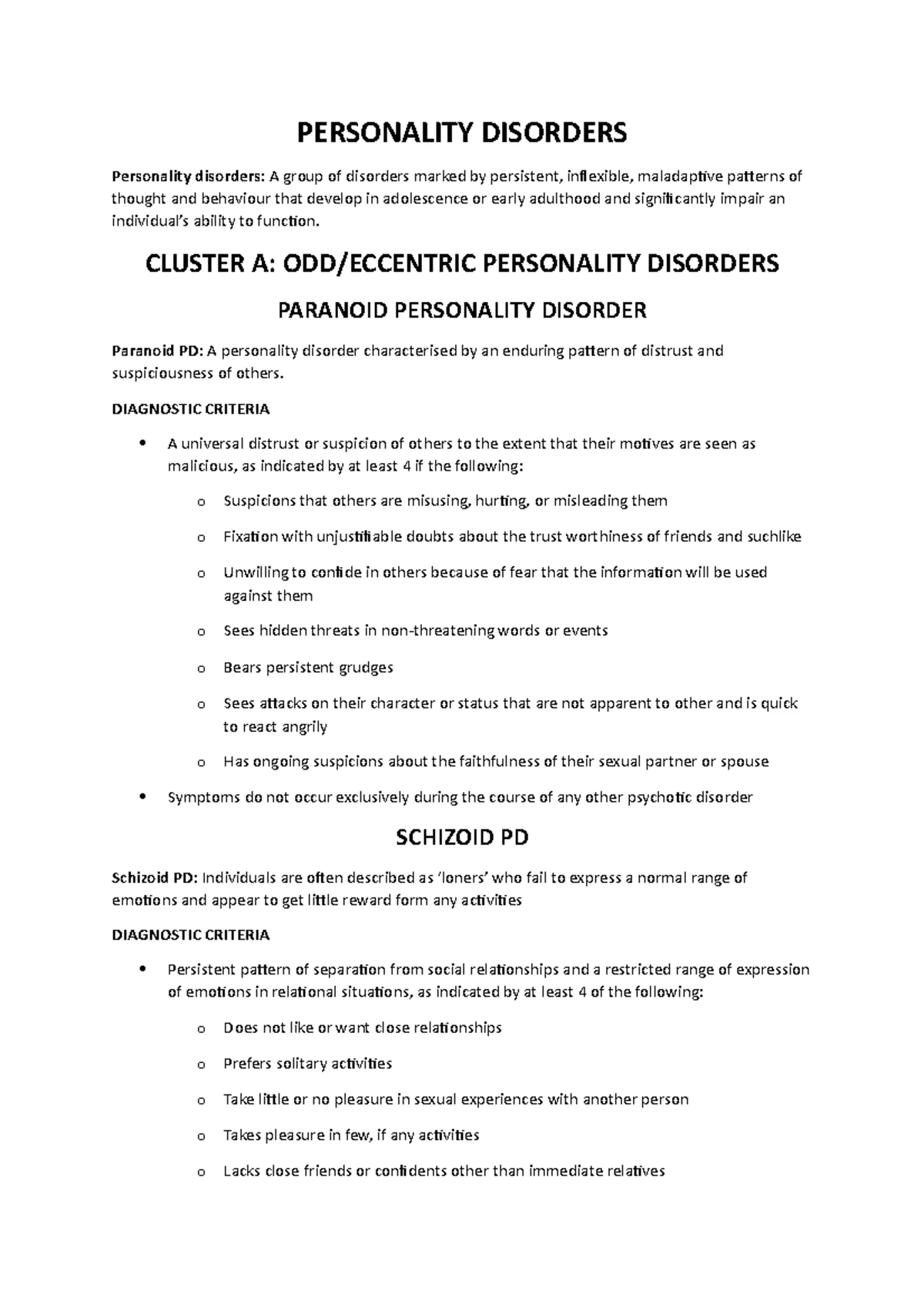 Lecture 7 Outline - Summary Psychopathology - LECTURE OUTLINE: SPVV ...