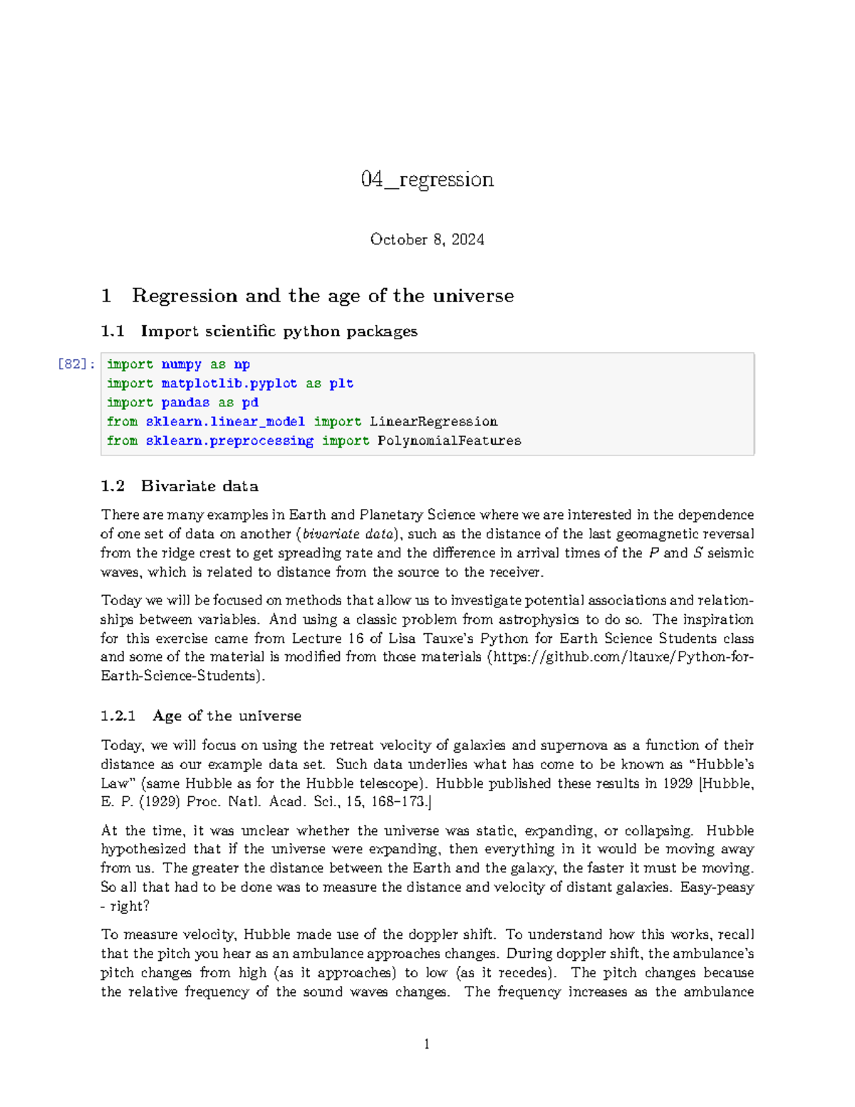 Regression Analysis - 04 Assignments in Earth Science (Final) - Studocu