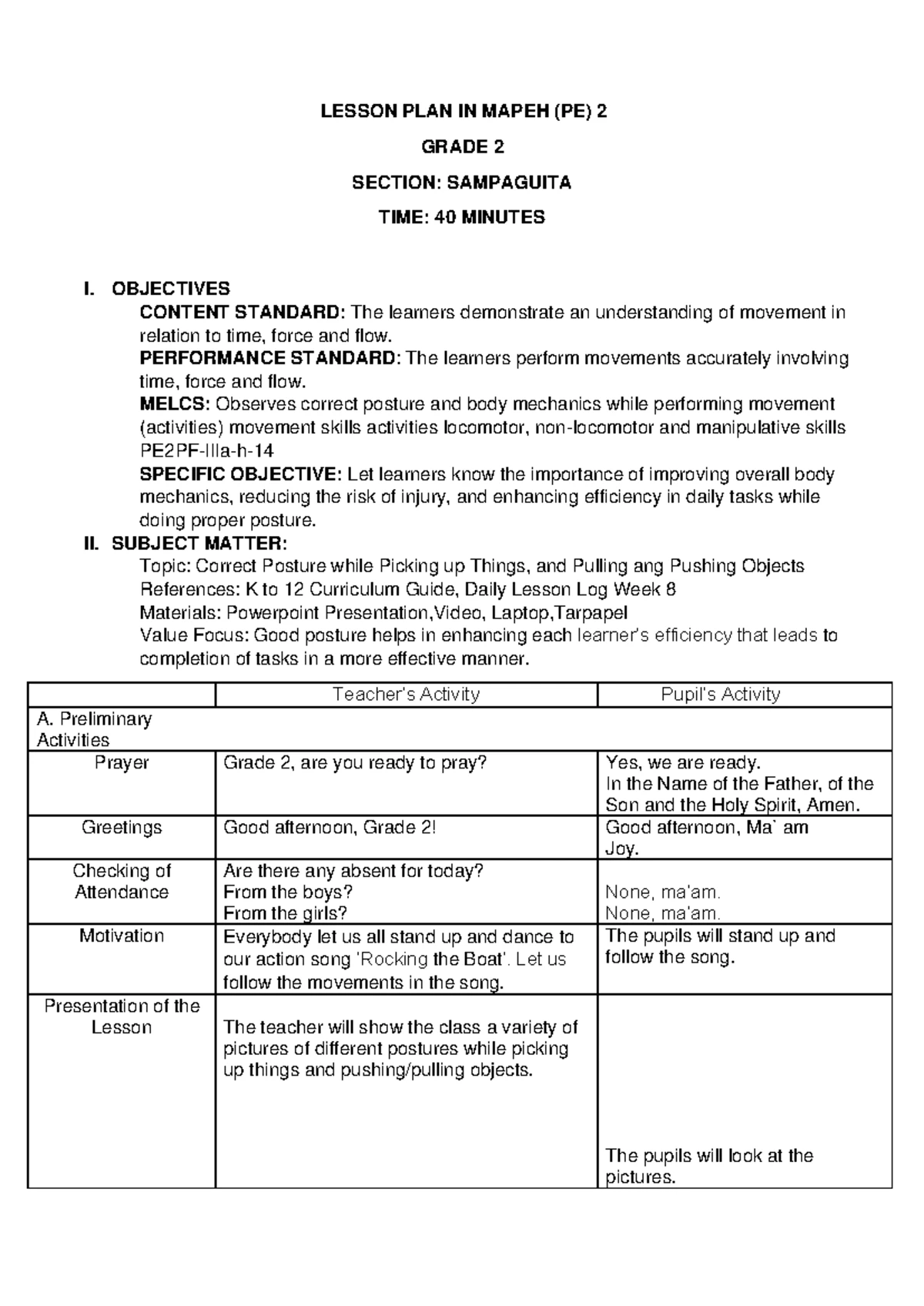 Modico-Eng 2 Lesson Plan: Following Simple Instructions for Grade 2 ...