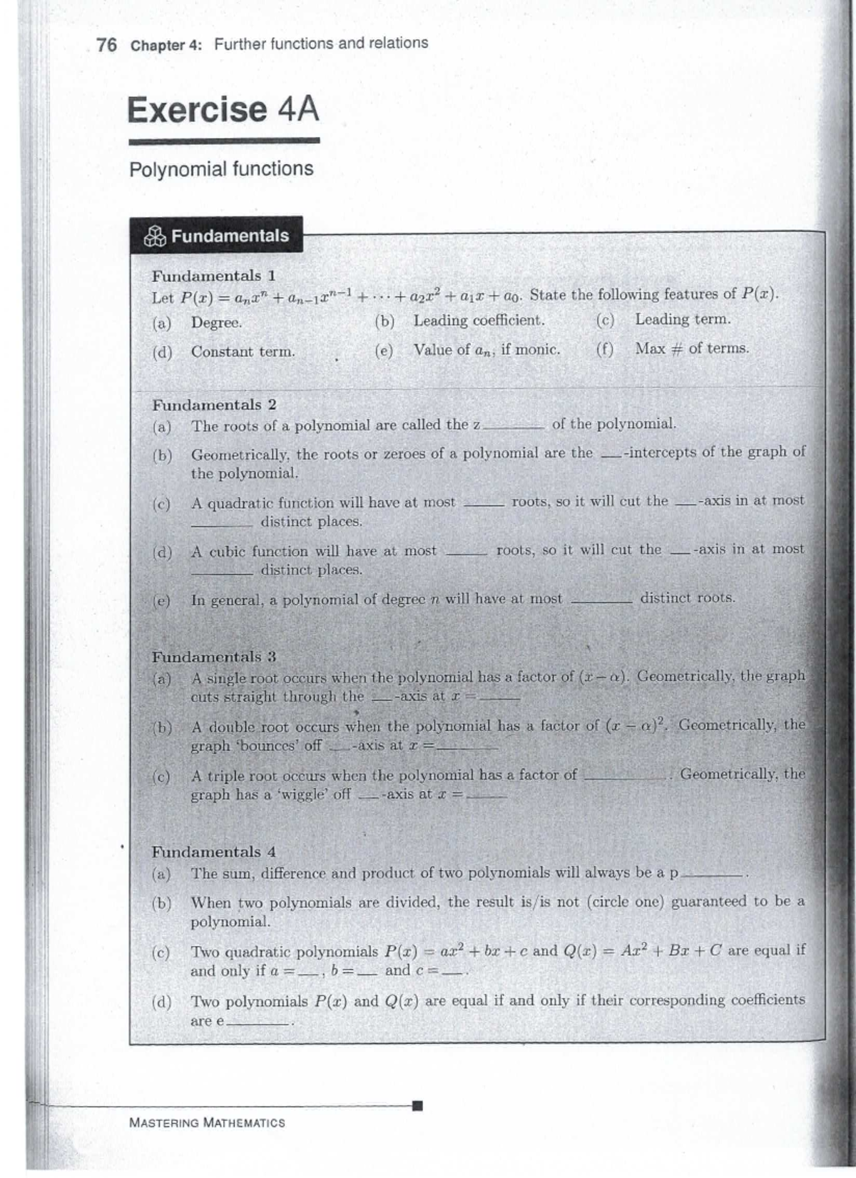 Mastering Mathematics: Chapter 4 - Further Functions and Relations ...