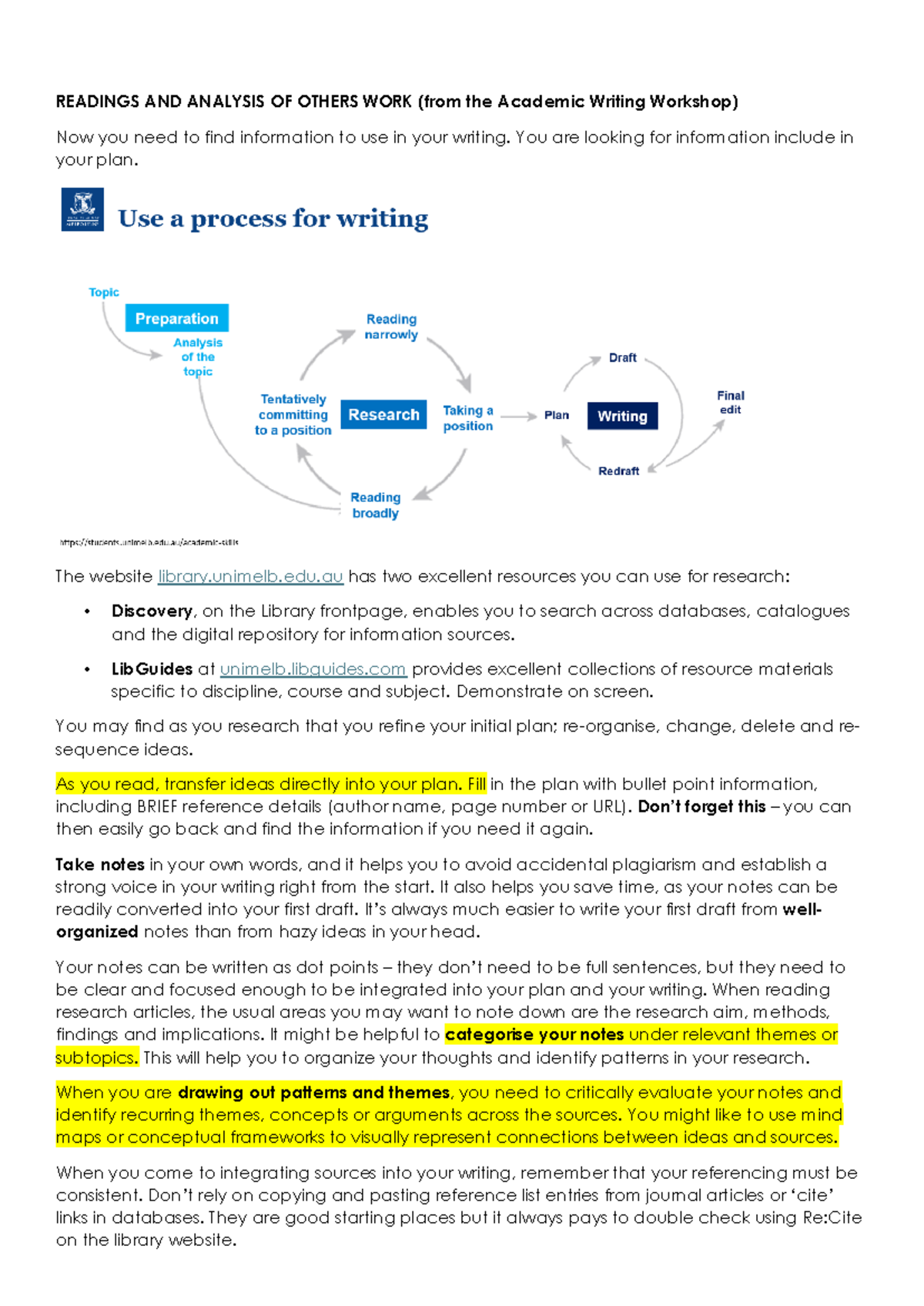 Academic Writing Workshop: Checklist for Grade Improvement - Studocu