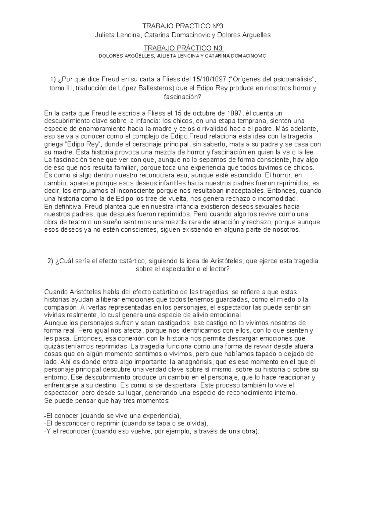TP3: Análisis del Complejo de Edipo en Edipo Rey y Freud - Studocu