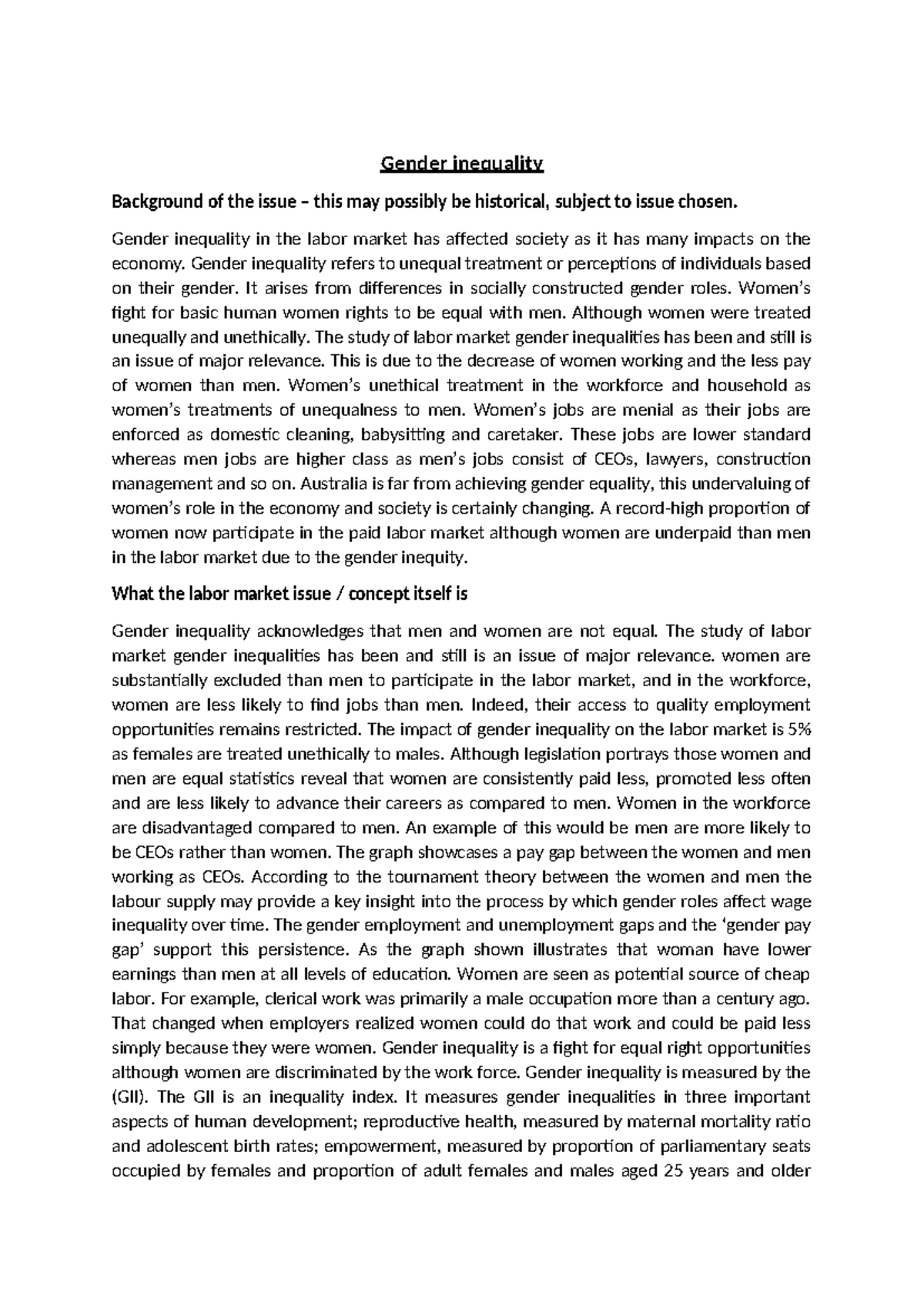 ECON 101: Gender Inequality in Labor Market - Historical Context ...