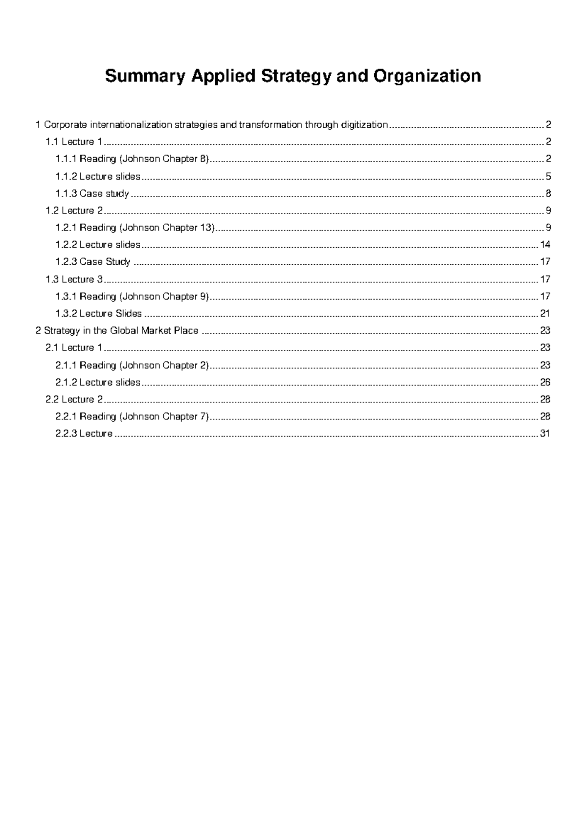 Summary of Applied Strategy & Org. Strategies WS20/21 - Studocu
