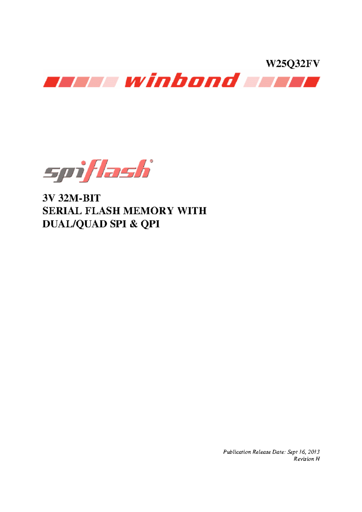 W25Q32FV - 3V Serial Flash Memory with SPI/QPI Overview - Studeersnel