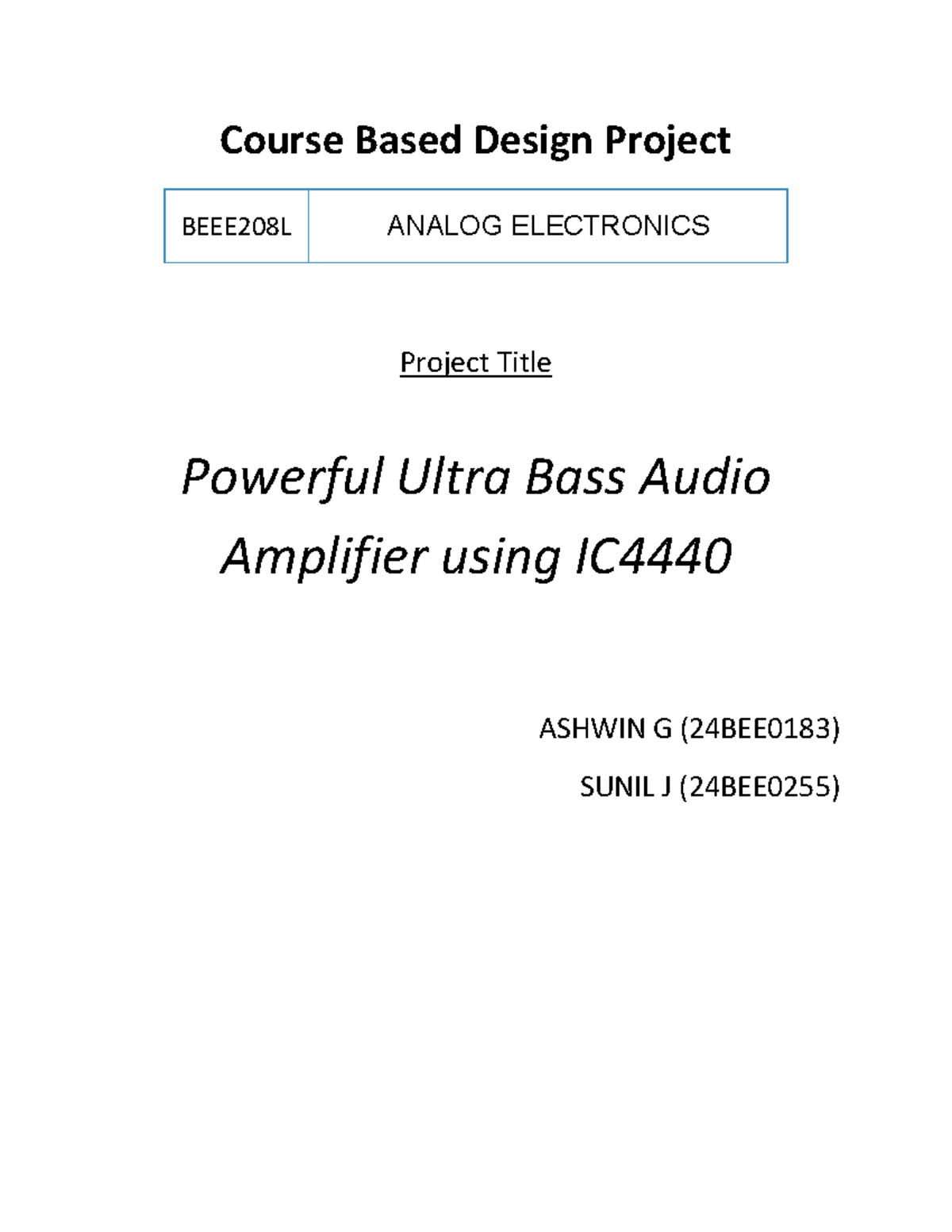 Course Based Design Project: Powerful Ultra Bass Audio Amplifier ...