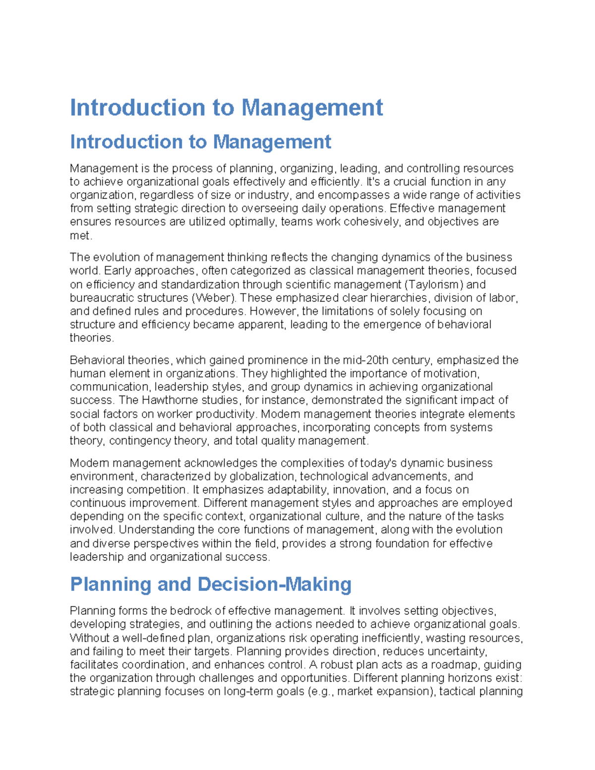 Introduction to Management - Introduction to Management Introduction to ...