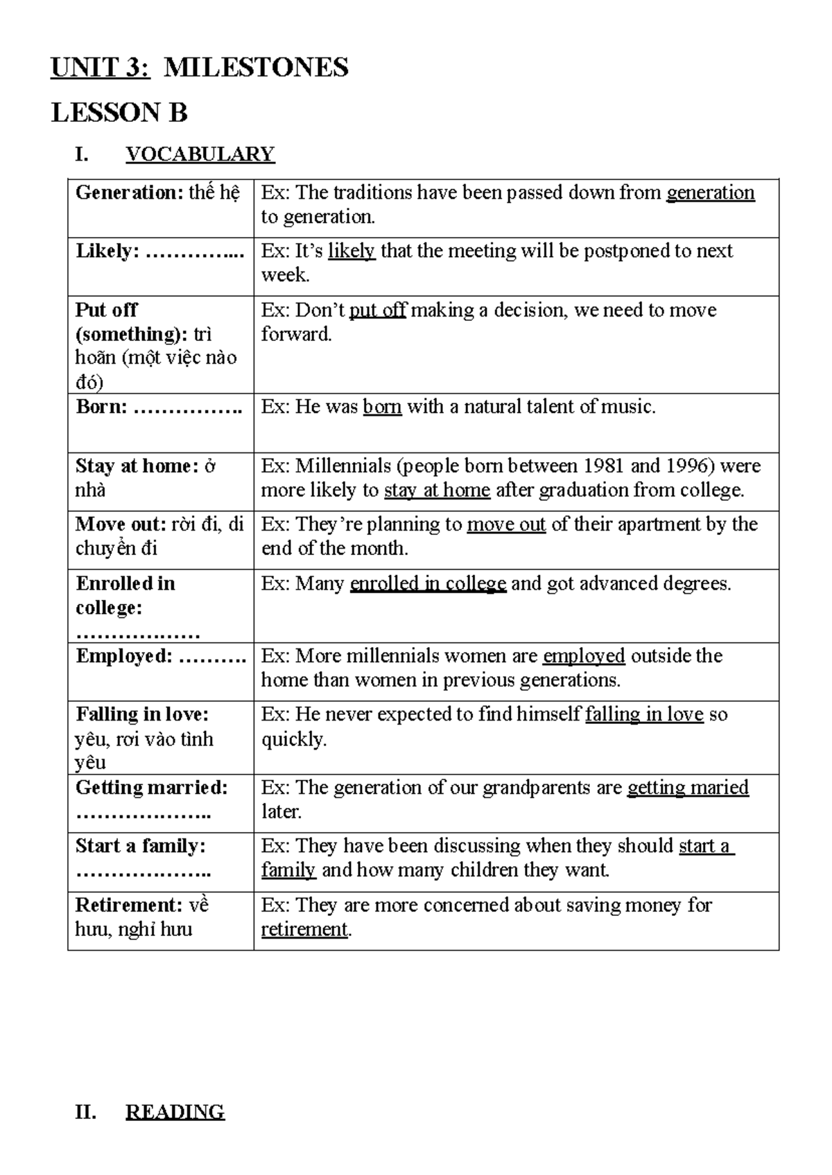 Unit 3 Lesson B: Vocabulary & Reading Insights for TOEIC - Studocu