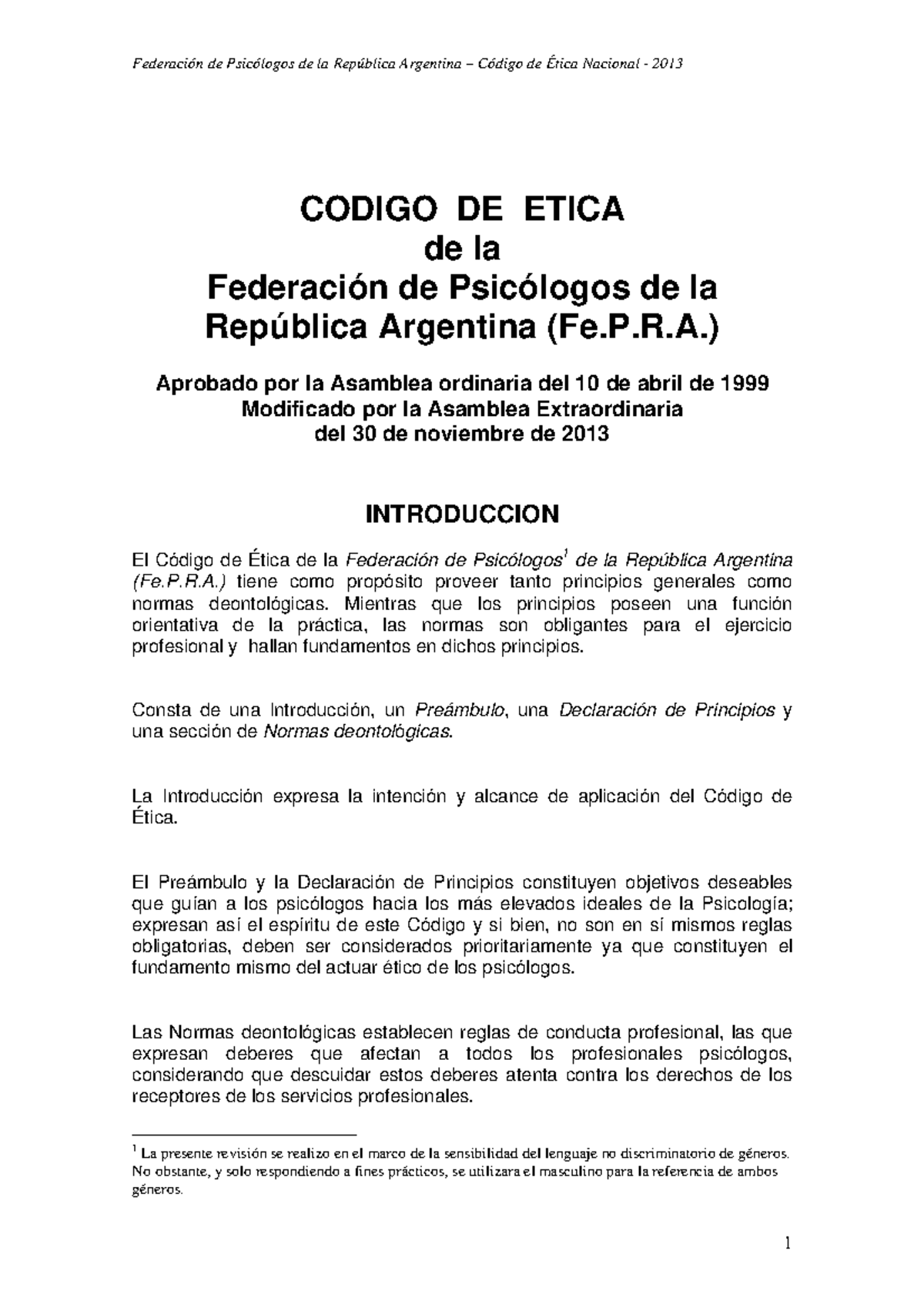 CE Fepra 2013 - CODIGO DE ETICA de la Federación de Psicólogos de la ...