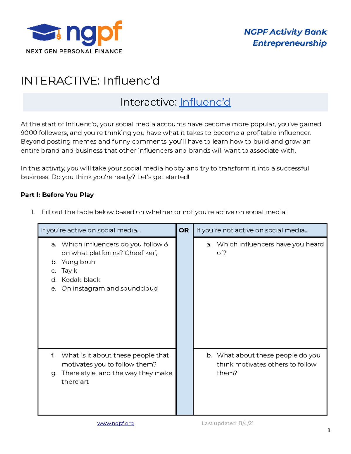 Copy of Interactive Influenc'd Worksheet - NGPF Activity Bank ...