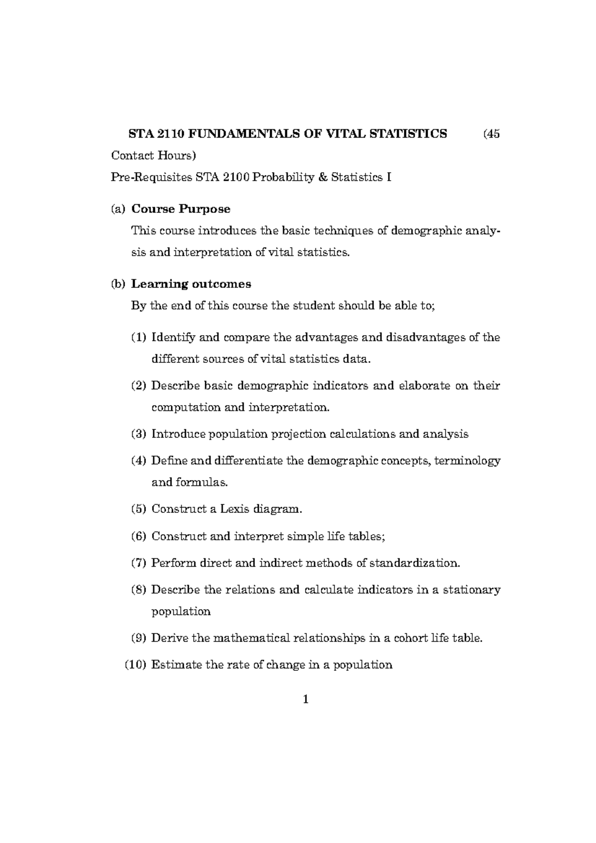 STA 2110 Final Exam Notes on Fundamentals of Vital Statistics - Studocu