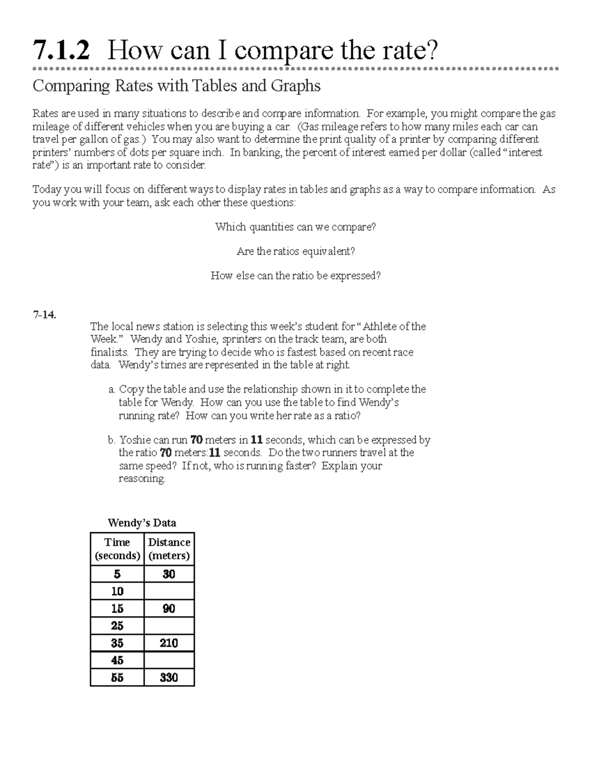 CC1 Lesson 7 Extra Practice: Comparing Rates with Logs - Studocu