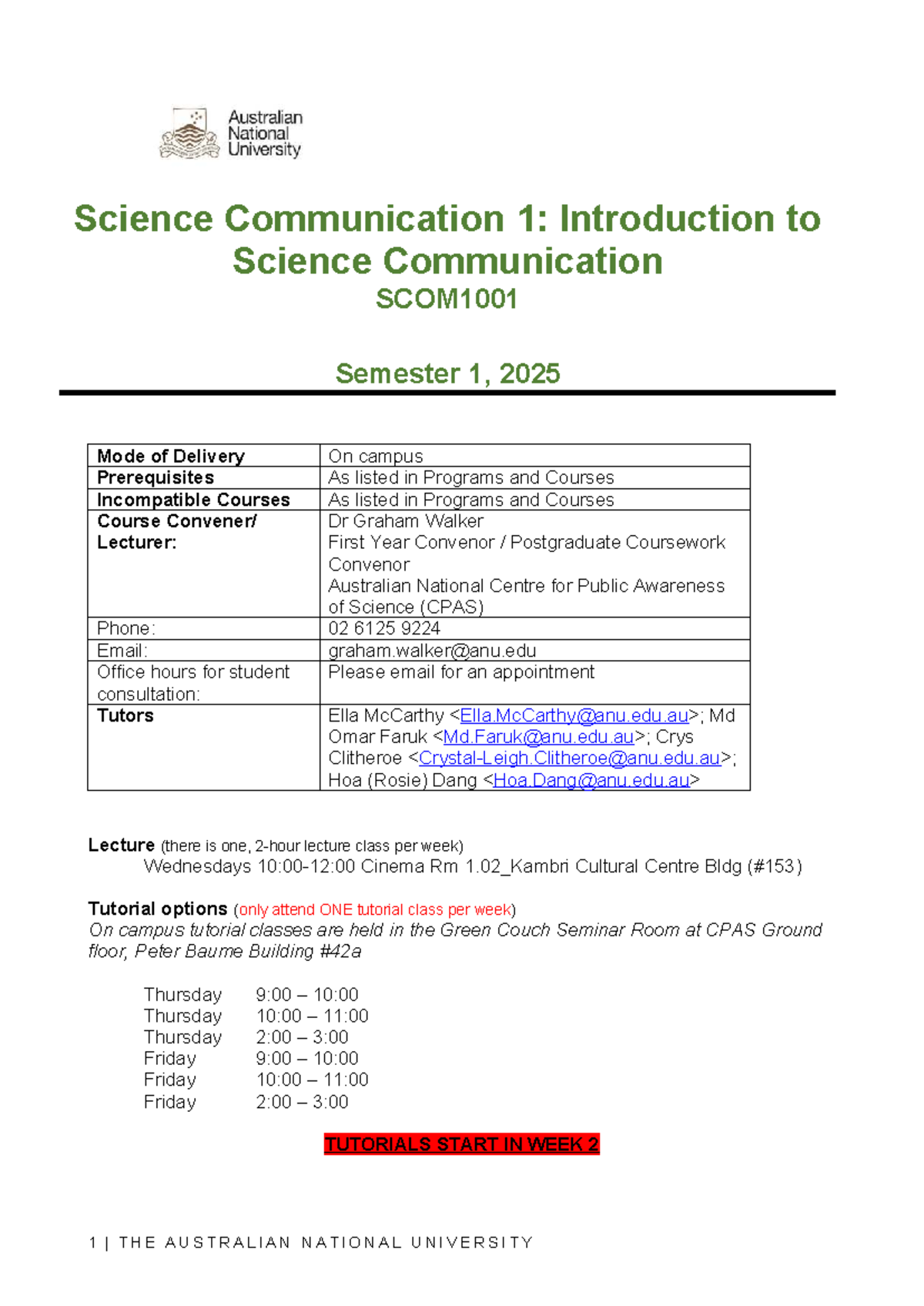SCOM1001 Course Manual: Introduction to Science Communication 2025 ...