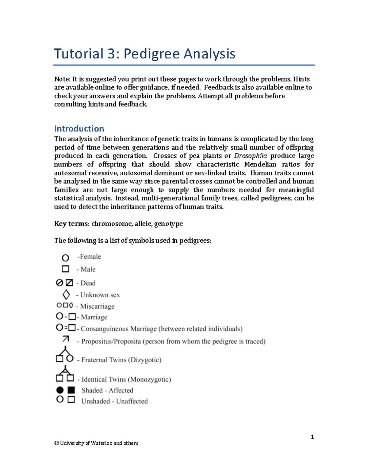 Tutorial 3: Pedigree Analysis and Inheritance Patterns - Studocu