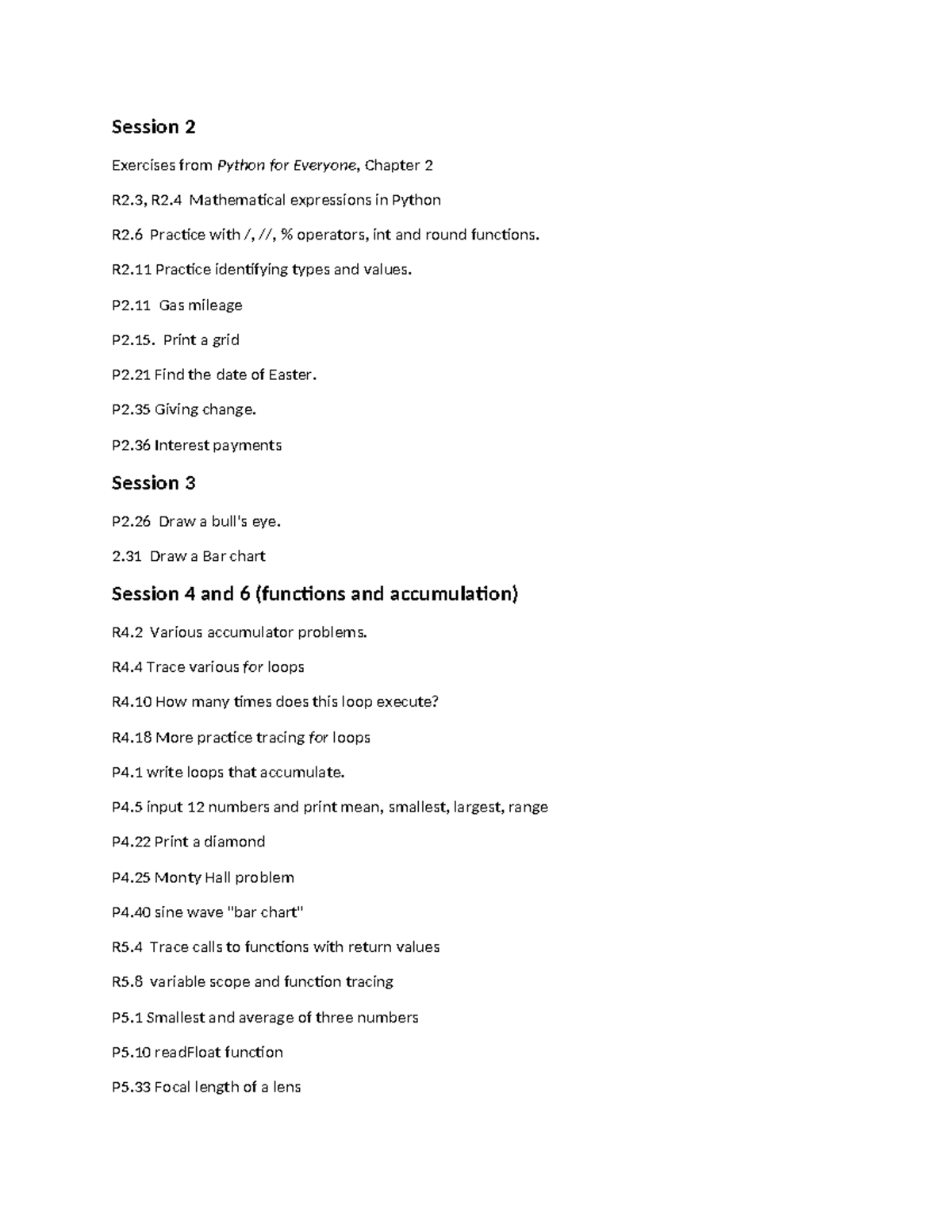 Python for Everyone: Additional Practice Problems (Chapters 2-5) - Studocu