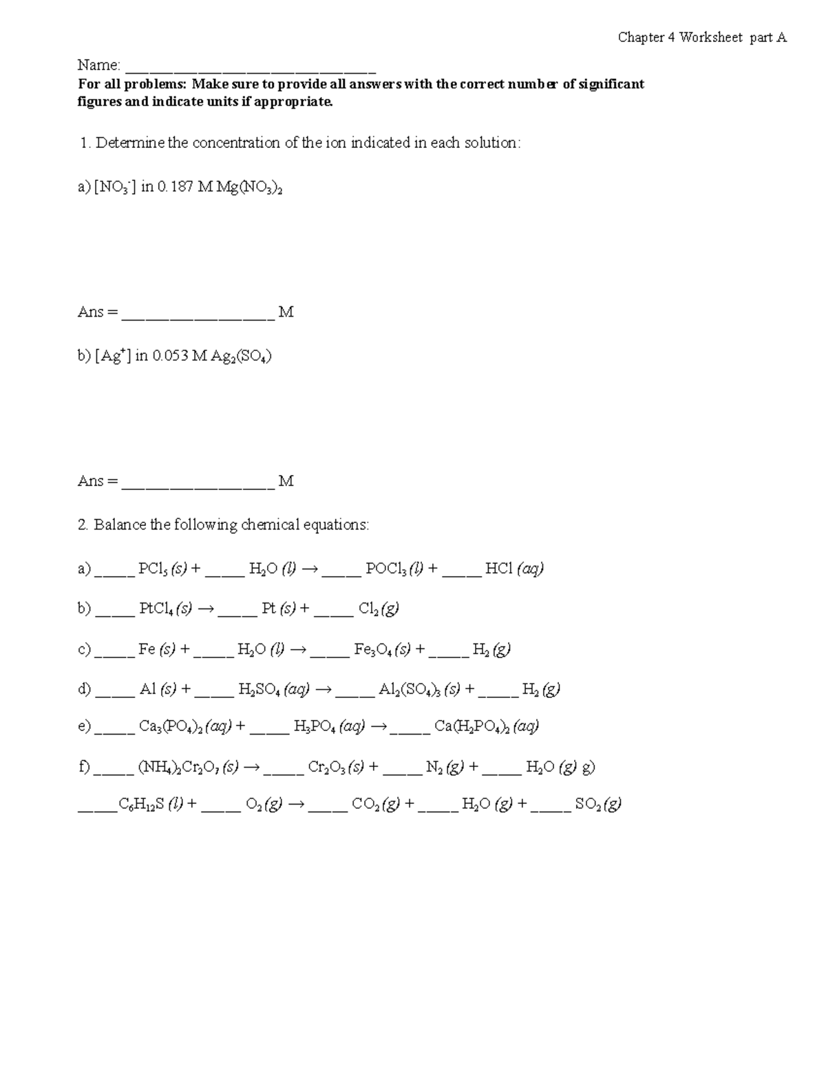 Ch. 4 part A - Chapter 4 practice paper 1 - Name ...