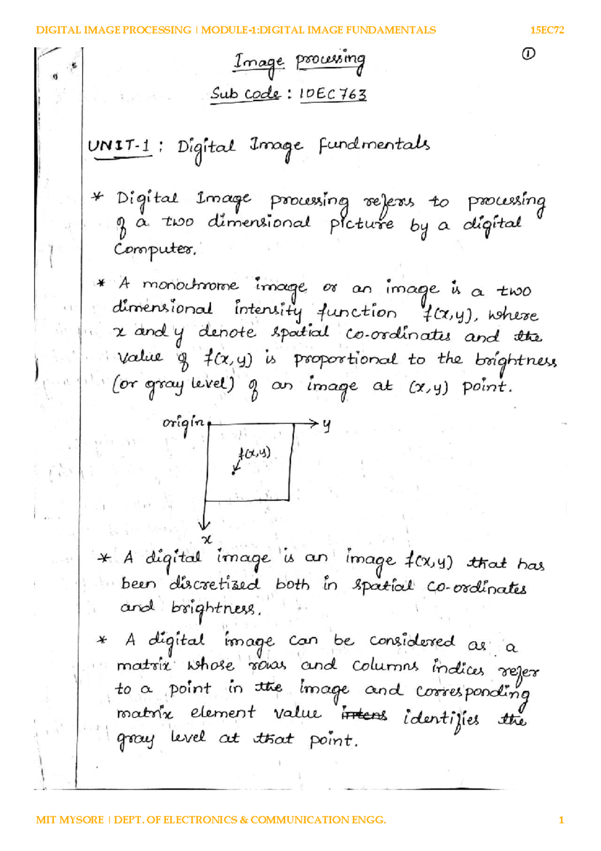 DIGITAL IMAGE PROCESSING PRACTICE MATERIALS 15EC72 - Studocu