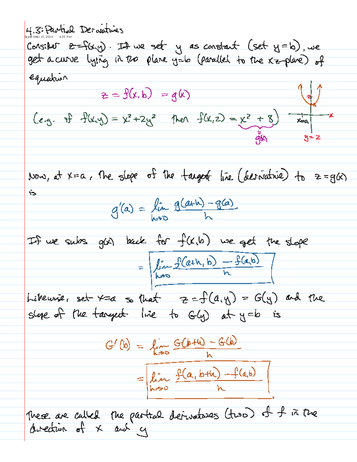 Calc 3 Lecture Notes: 3D Spaces (09-17-2024) - Studocu