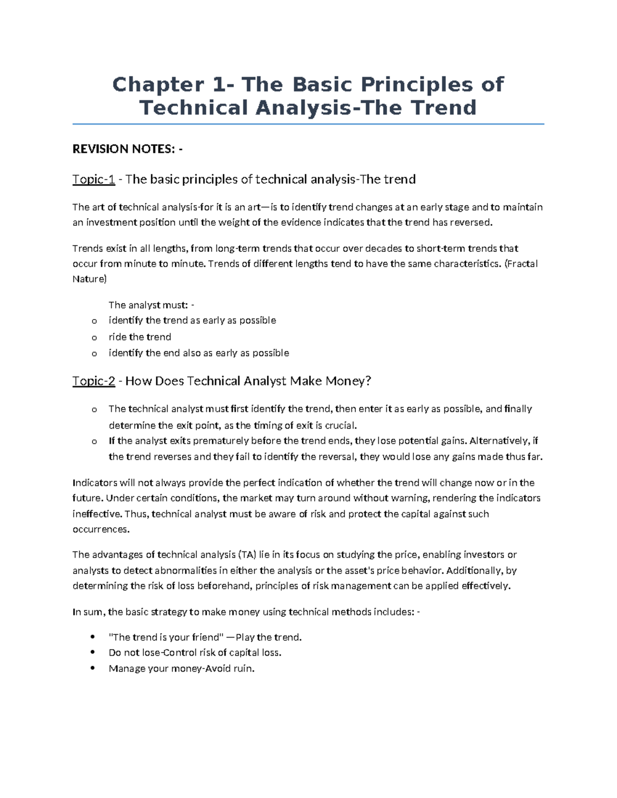 CMT Level 1: Ch 1 - Basics of Technical Analysis & Trends - Studocu