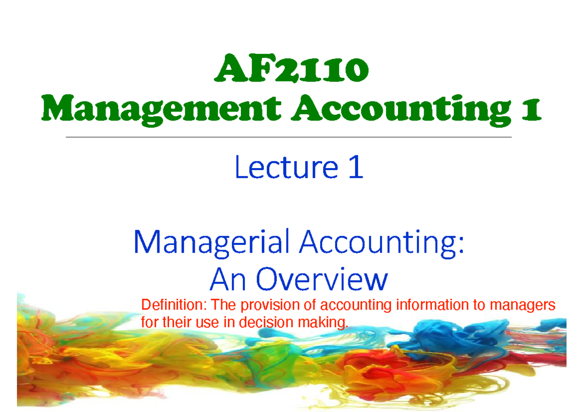 Lecture 1 - notes - Management Accounting 1 - PolyU - Studocu