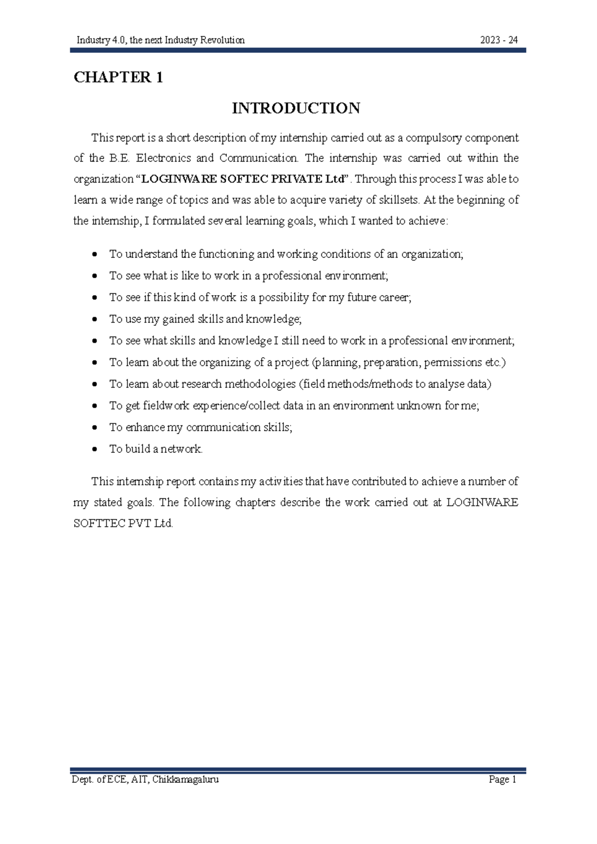 723536538-Internship-report - CHAPTER 1 INTRODUCTION This report is a ...