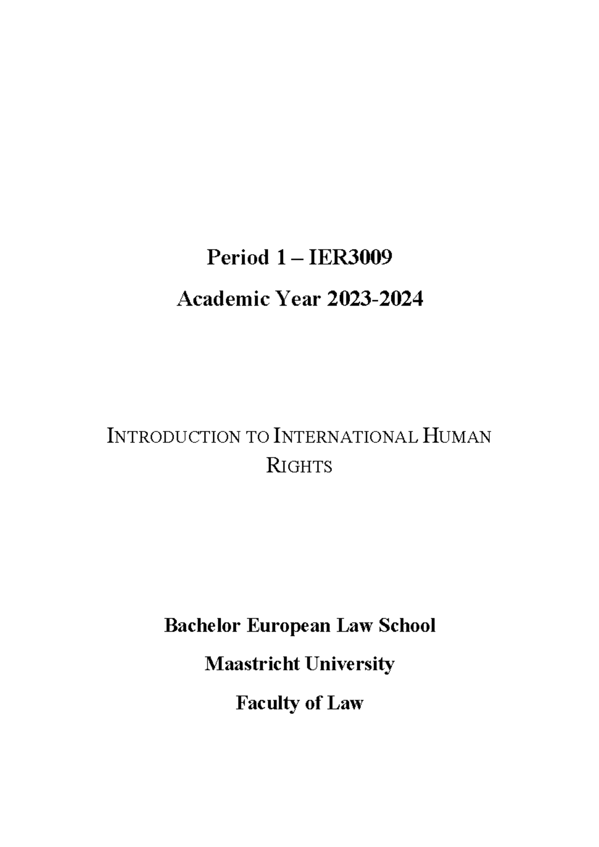 IER3009-Course Book: Introduction to International Human Rights 2023-24 ...