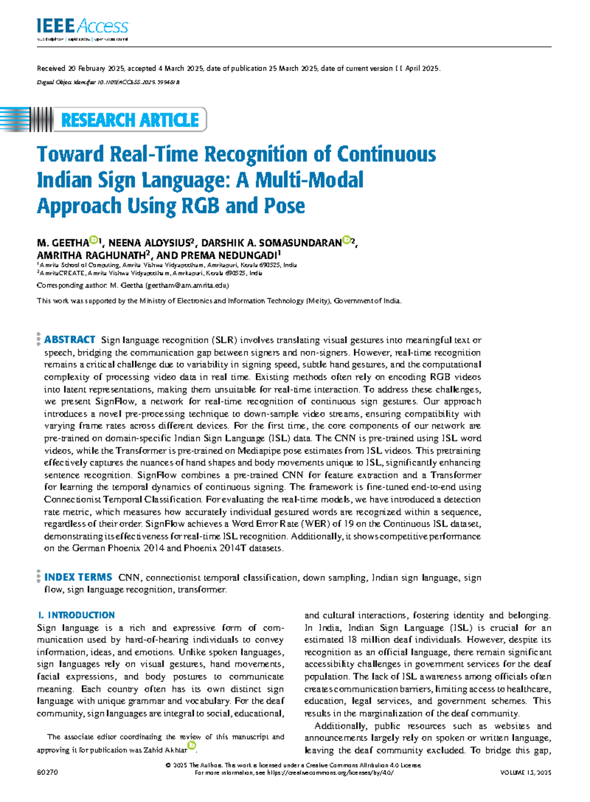 Toward Real-Time Recognition of Continuous Indian Sign Language: A ...
