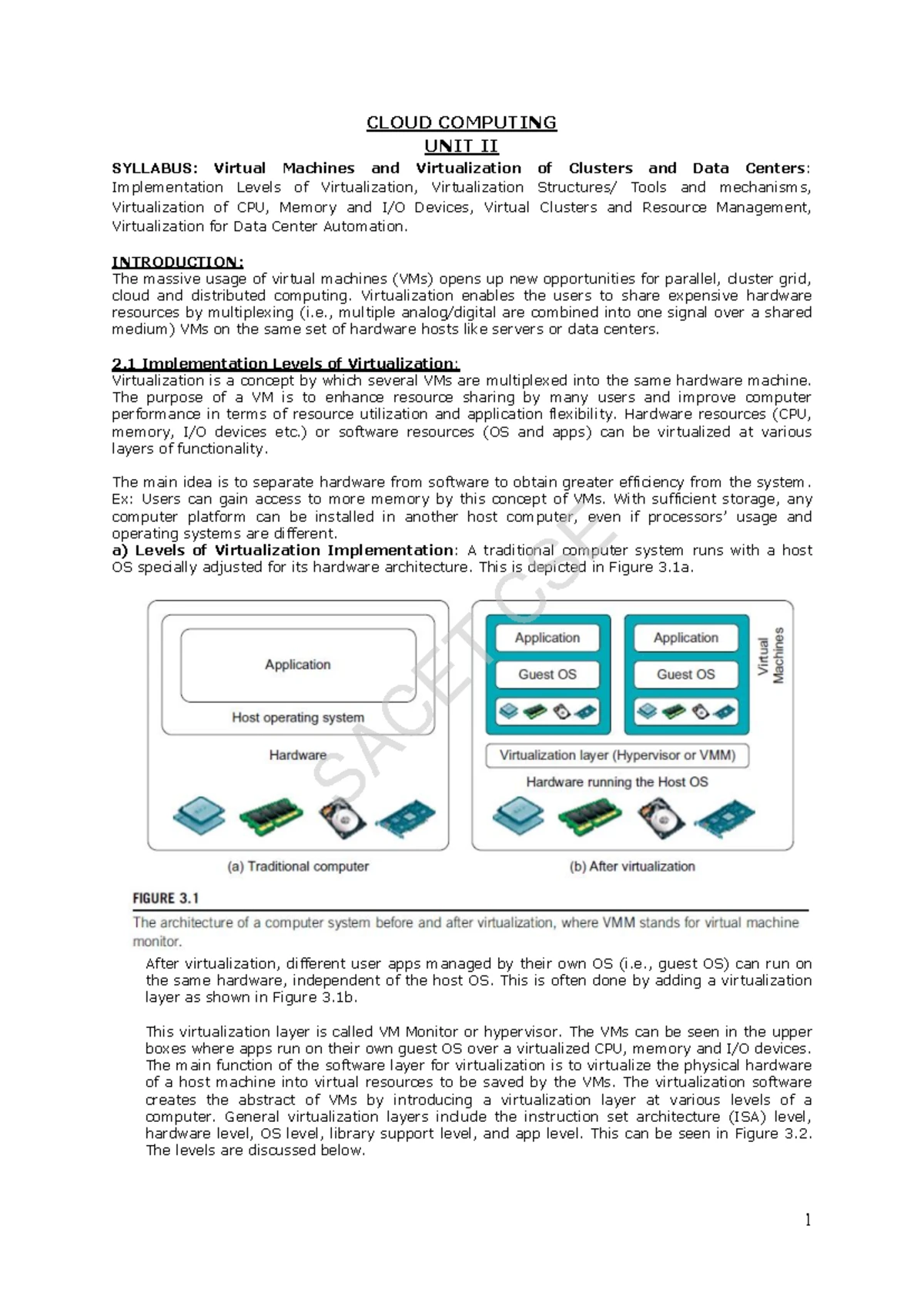 CLOUD COMPUTING UNIT 1 SYLLABUS: Scalable Computing & Virtualization ...