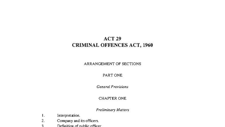ACT 29: Criminal Offences Act - Comprehensive Overview and Sections ...