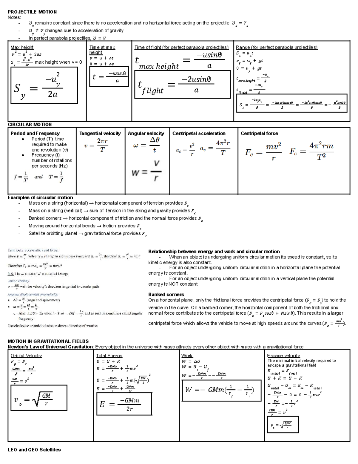 Mod 5 Advanced Mechanics: Projectile & Circular Motion Notes - Studocu