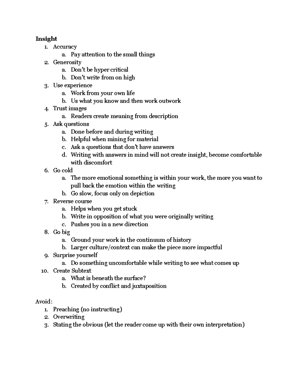 Notes on Insight - Insight 1. Accuracy a. Pay attention to the small ...