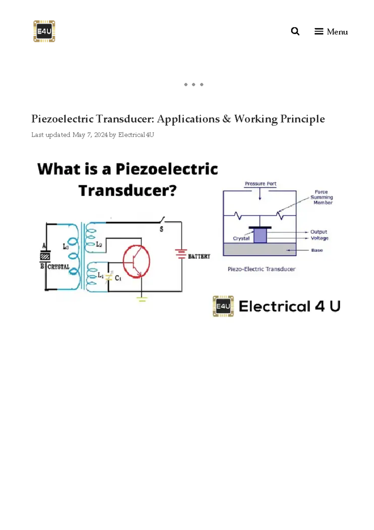 Piezoelectric Transducer Applications & Working Principle Overview (EL ...