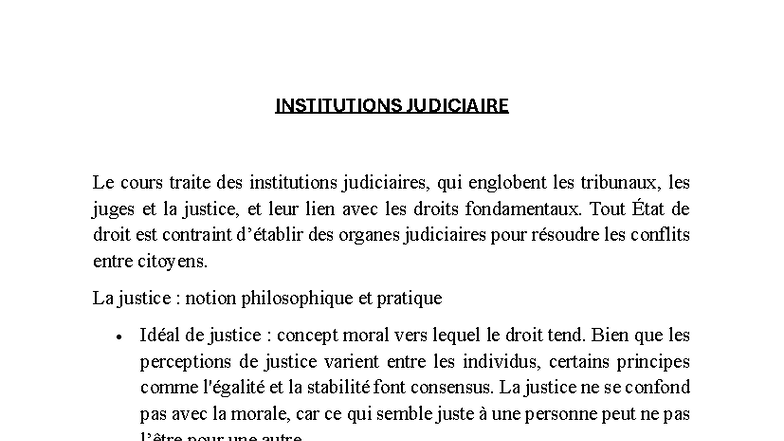 Cours - Institutions Judiciaires : Comprendre le Système Judiciaire ...