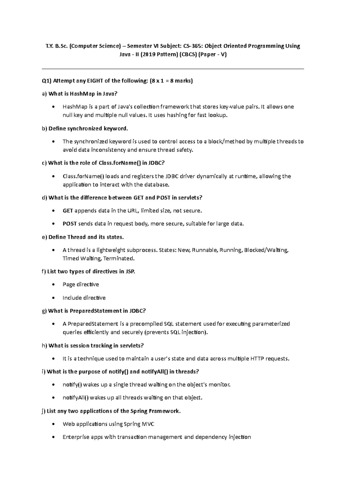 Java pyq - important questions and answers for OOP using Java II (T.Y ...