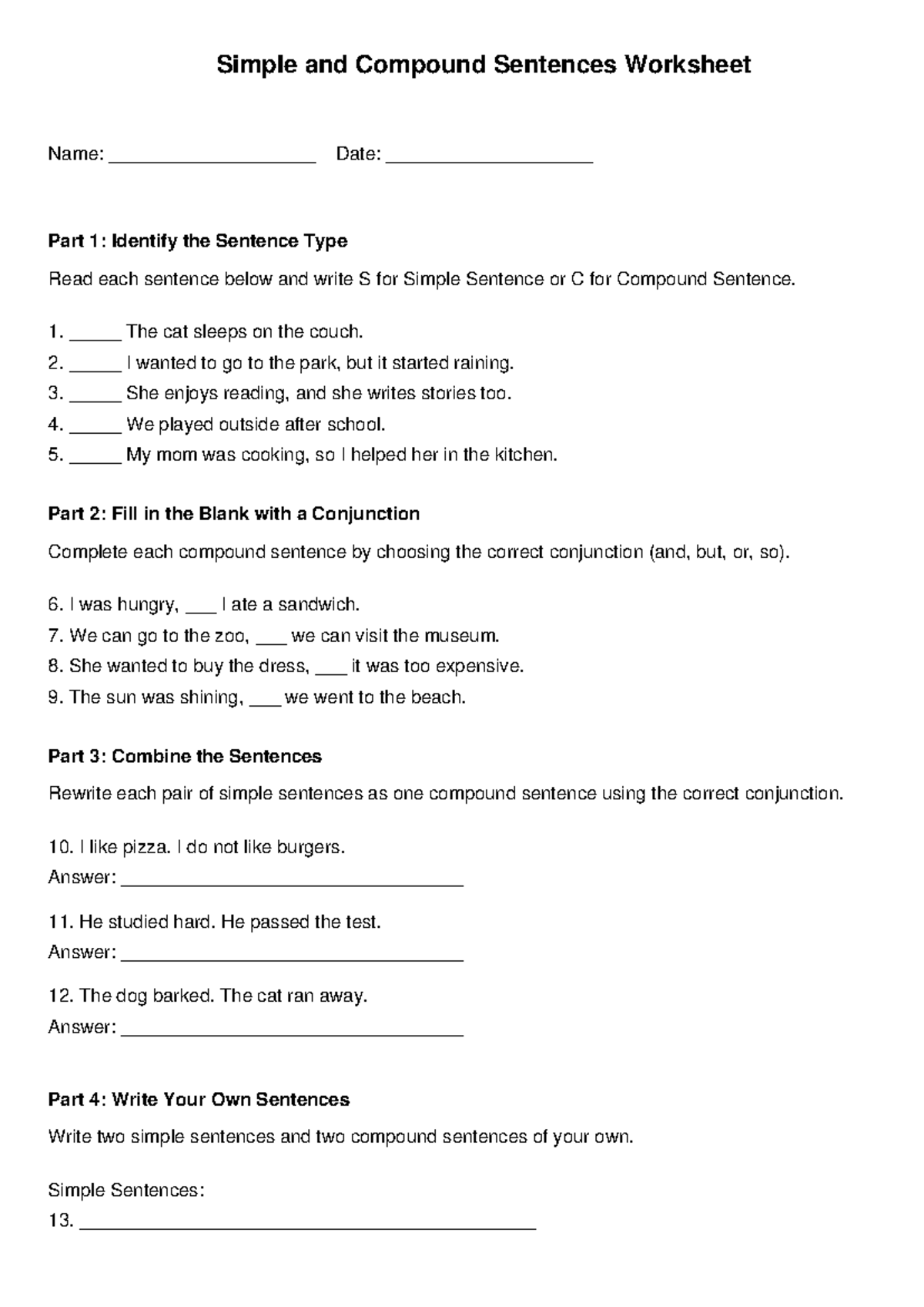 Inbound 1494551585572162490 - Simple and Compound Sentences Worksheet ...