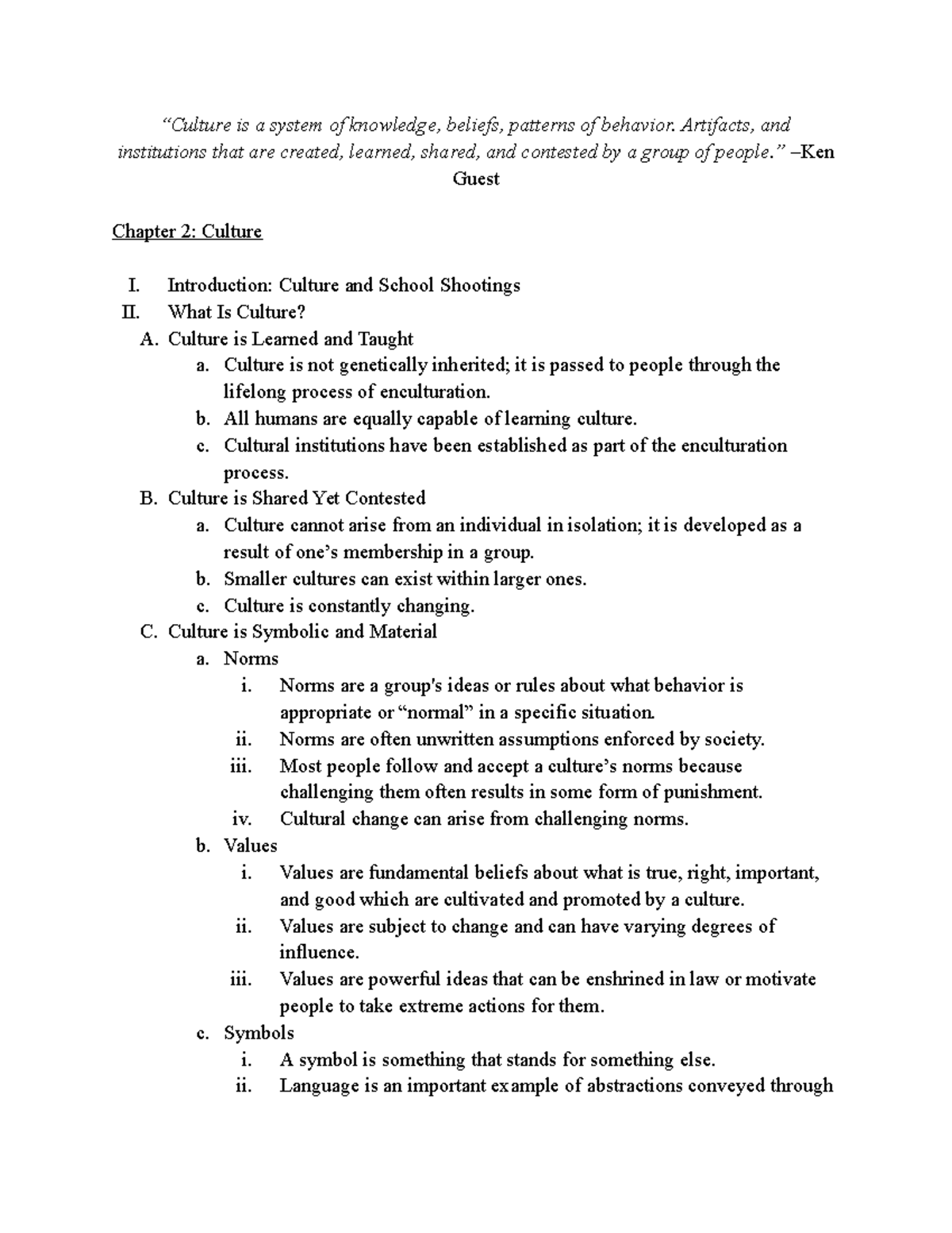 Cultural Anthropology Chapter 2 Notes: Understanding Culture Dynamics ...