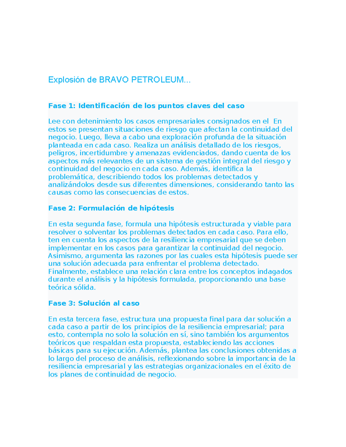 Análisis de Gestión del Riesgo y Continuidad del Negocio - BRAVO ...