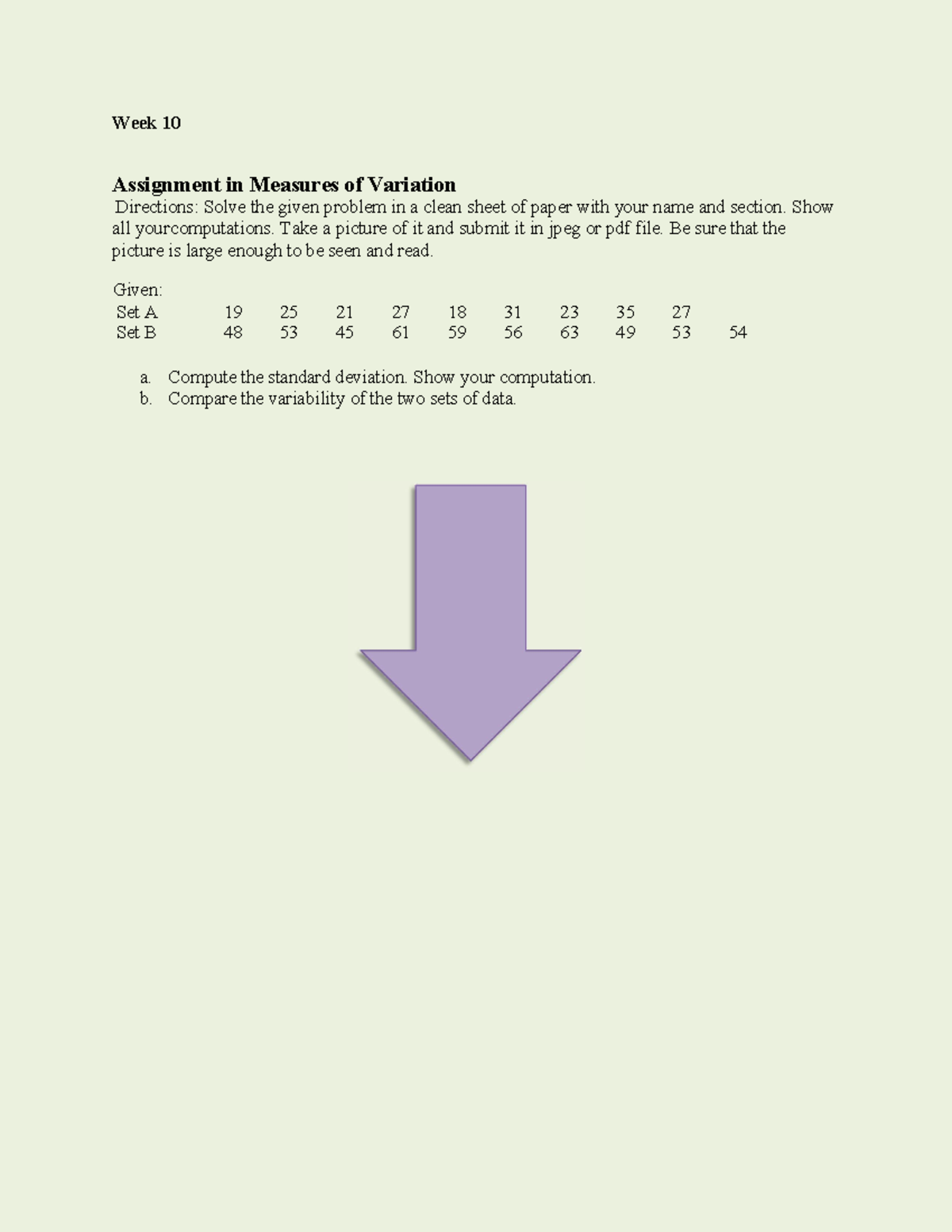 Measures of Variation Assignment - Week 10 Assignment in Measures of ...