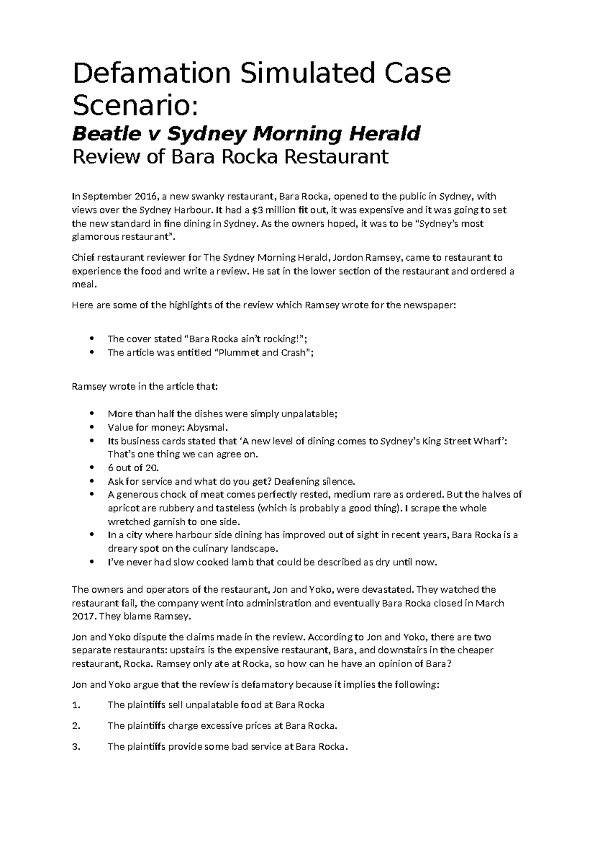 Defamation Case Study: Beatle v Sydney Morning Herald - Bara Rocka ...
