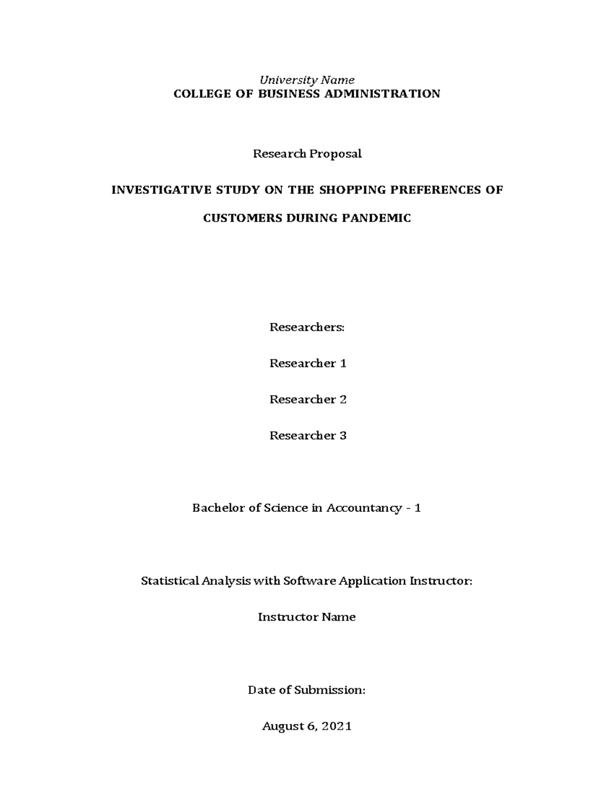 Research Proposal: Statistical Analysis on Customer Preferences During ...